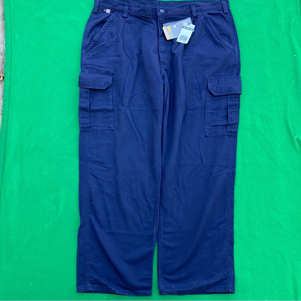 Carhartt cat 2 fire resistant canvas cargo pants navy blue NWT 42x31